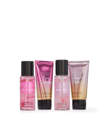 Victoria's Secret Pure Seduction & Velvet Petals Mini Mist & Lotion Gift Set - 4 Piece Set - Buy Online on GoSupps.com