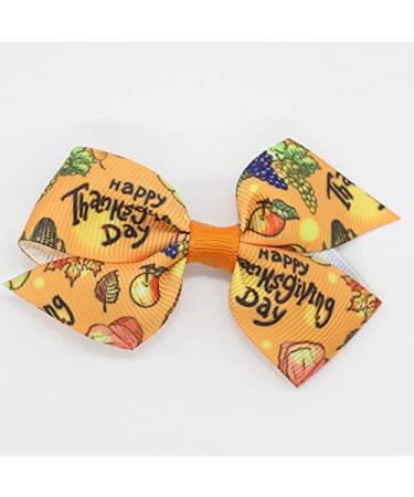 Thanksgiving Hair Bows Clips | Pumpkin & Maple Leaves Hair Accessories | Girls Toddlers Kids | 6 Pcs - Buy Online on GoSupps.com