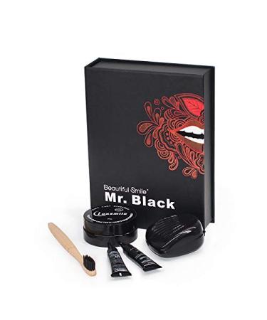 Mr. Black Pro Kit de blanchiment des dents 7 pi ces Charbon actif 100 % naturel limine en douceur les taches tenaces du tabac du vin du caf pour des r sultats plus durables