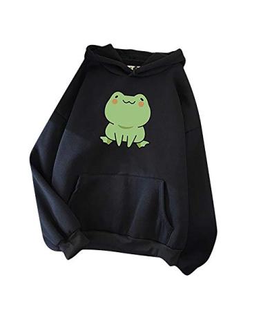 Cute Hoodies for Teen Girls Preppy Tops with Pockets Long Sleeve Spring Shirts Loose Casual Pullover Black XX-Large