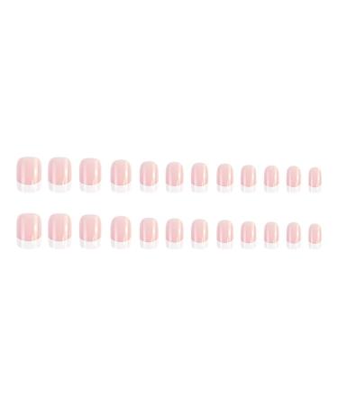 Mouyouglow Press On Nails - Short Square Rose Nude Pink Full Cover Artificial Nails with Glue | White French Tip Acrylic Fake Nails for Women & Girls - Buy Online on GoSupps.com