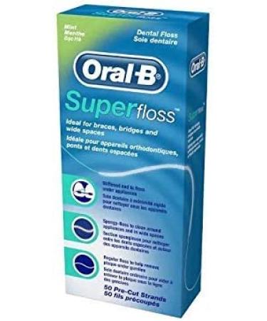 Oral-B Super Floss Mint Dental Floss for Braces Bridges - 300 Strips (6 Pack) - Buy Online on GoSupps.com