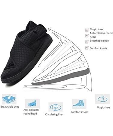 JCJNSL Diabetic Sandals - Adjustable Closure Swollen Slippers for Arthritic Feet - Black 37 - Buy Online on GoSupps.com