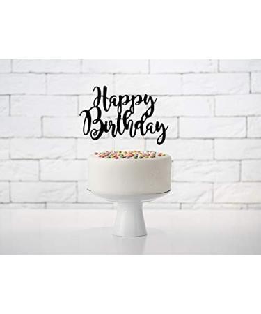 Schnooridoo Cake Topper - Elegant Black Happy Birthday Decoration for Weddings & Birthdays | International Shipping - Buy Online on GoSupps.com