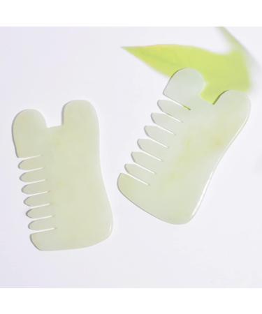Bounabay Gua Sha Kamm | Natural Xiuyan Jade Facial Massage Stone for Gua Sha Therapy & Yoga - Scalp Neck & Body Massage - Buy Online on GoSupps.com