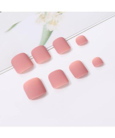 Handcess Square Matt Artificial Toenails - Short Skin Color & Pink Full Cover Nail Tips (24 Pieces) | Ideal for Women & Girls - International Shipping Available - Buy Online on GoSupps.com