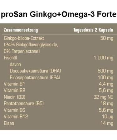 Prosan Ginkgo+Omega-3 Forte | 120 Capsules for Memory & Focus | Ginkgo Biloba DHA & EPA + 7 Brain-Active Nutrients | Enhance Cognitive Function - Shop Internationally! - Buy Online on GoSupps.com