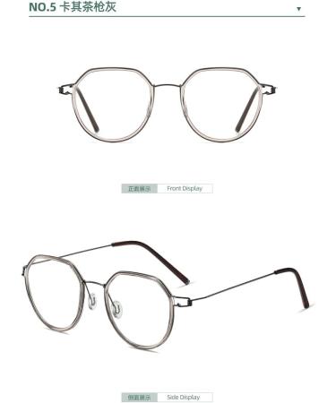 SERONI Polygon Blue Light Blocking Glasses for Men & Women - Anti UV Ray Computer & Reading Glasses in Khaki Tea Gray - 48mm - Buy Online on GoSupps.com