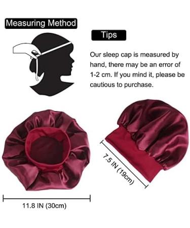 LADES Silk Satin Bonnet-4 Packs Women Satin Hair Bonnet for Curly Hair Satin Bonnet Silk Sleep Cap Silk Hair Wrap for Sleeping Black Hair Black+Purple+Red+Sapphire blue - Buy Online on GoSupps.com