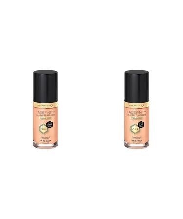 Max Factor Facefinity All Day Flawless 3 in 1 Foundation in Golden 75 - Primer Concealer & Foundation in one - for a perfectly matted finish - 1 x 30 ml (pack with 2) 75 Golden 30 ml (2 pack)
