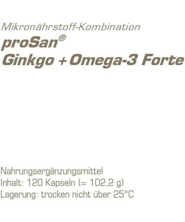 Prosan Ginkgo+Omega-3 Forte | 120 Capsules for Memory & Focus | Ginkgo Biloba DHA & EPA + 7 Brain-Active Nutrients | Enhance Cognitive Function - Shop Internationally! - Buy Online on GoSupps.com