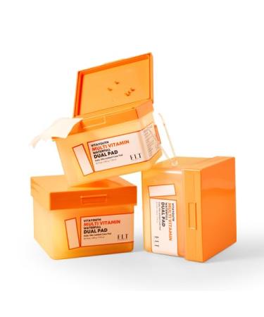 ELT Multi Vitamin Mega Sized Dual Sized Toner Pads 100% Vegan Certified Niacinamide Acne spot treatment Uneven Skin Tone Cleansing and Deep Hydrating Korean Skin Care (1count (80 Pads))