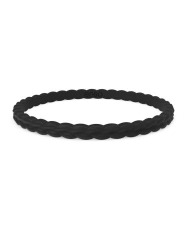 Enso Silicone Bracelet  Weave Stackable Bracelet - Hypoallergenic Rubber Wristband  Comfortable Flexible Band for Active Lifestyle - Medical Grade Silicone Obsidian Large