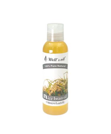 Well's 100% Pure Rice Bran Oil 4oz / Antioxidant/Rich in Vitamin E, A, and B12 / Moisturizes