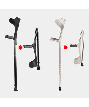 Crutches for Adults Foldable Crutch Comfortable Grip and Wear-Resistant Forearm Crutches Adjustable Height Bearing 140kg Black Grey (Silver 2 pcs) Journey Black 2 pcs - Buy Online on GoSupps.com