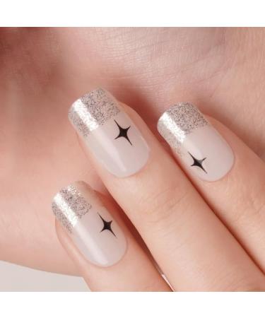 Danni & Toni half-hardened gel nail films (Starry Serenade) silver and white French glitter stars UV gel nail foil nail ticker nail design nail foil self-adhesive wraps 28 sticker starry Serenade-de - Buy Online on GoSupps.com