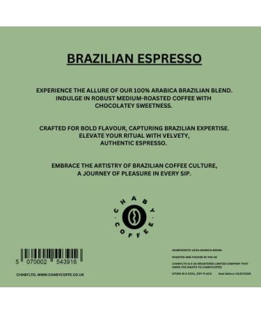 Chaby-Coffee 100% Arabica Medium Roast Coffee Beans Single Origin Brazilian Espresso Pack of 1 kg - Buy Online on GoSupps.com