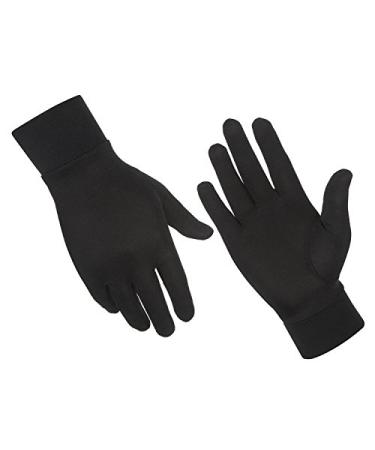 ALASKA BEAR - Natural Silk Liner Gloves Unisex Black Medium
