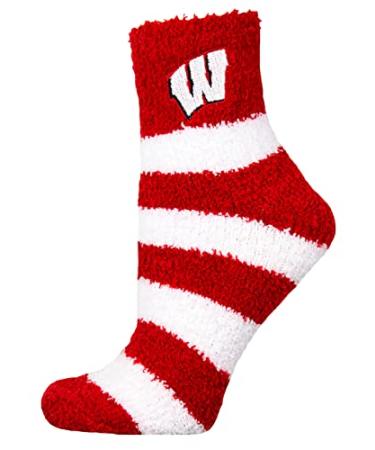 Donegal Bay Wisconsin Badgers Officially Licensed NCAA Fuzzy Slipper Socks Stripe