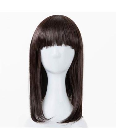 LFMDJF Child Hair Synthetic Heat Resistant Fiber Medium Wavy Black Wigs For 44 CM Head Circumference 16inches 1B/30HL Brown