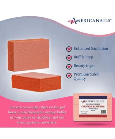 Americanails Mini Orange Buffers - Professional Salon Quality Buffing Blocks (80/100 Grit) - 50 Count - Buy Online on GoSupps.com