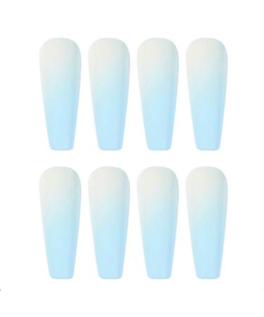 Poliphili 24Pcs Super Long Gradient Press on Fake Nails | Extra Long Coffin Art Manicure | Yellow Blue False Nails Tips - Buy Online on GoSupps.com