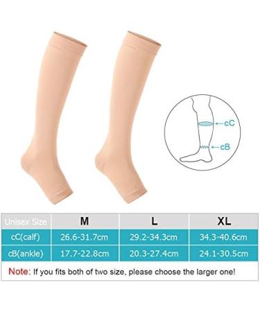 Buy Compression Stockings for Men & Women - Open Toe Flight Socks 20-30 mmHg Support Knee-High Sleeves for Travel & Pregnancy (XL Skin) - Buy Online on GoSupps.com