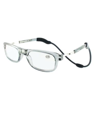 Loopies High Quality Magnetic Photochromic Reading Glasses Unisex Adjustable and Comfortable - grey