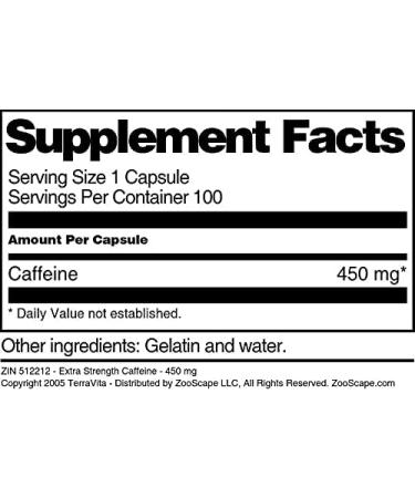 Extra Strength Caffeine 450mg - 100 Capsules for Energy Boost | Fast International Shipping - Buy Online on GoSupps.com