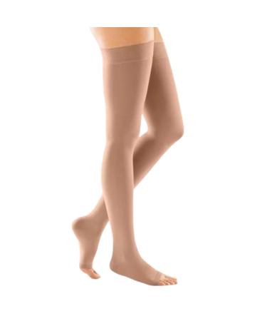 medi Duomed Basic compression stockings - AG thigh stocking/KKL1/II/black/open toe/normal/nubbed adhesive band