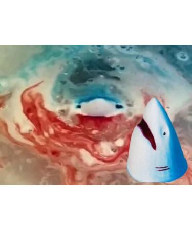 Shark Attack Bath Bomb Vegan Approved Jaws Fizzer Bleeding Shark Bite Fun Unique Gift Blue Red Blood Stocking Filler Secret Santa Boys Kids Girls Children Made in the UK