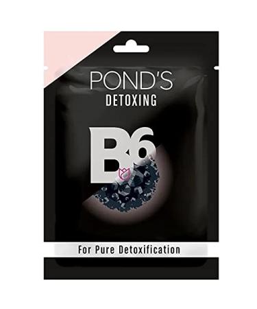 POND'S Activated Charcoal Sheet Mask With Vitamin B6 For Clear Detox Skin Paraben Free Black Biodegradable Fabric 25 ml