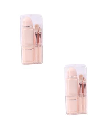 Mipcase 2 Sets 8 in 1 Makeup Brush Cosmetic Brush with Mirror Eye Shadow Applicator Cosmetics Tool Dual Ended Cosmetic Brush Convenient Makeup Tool Lipstick Plastic Travel Portable Pink