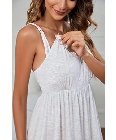 Sosolism Women's Nursing Nightdress - Off-White XL | Padded Lace Trim Breastfeeding Dress - Buy Online on GoSupps.com