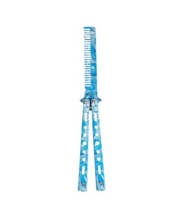 beautymics Manicure tackle Comb Trainer Stainless Steel Unsharpened Slice Butterfly Training Comb for Beginner Aqua Blue