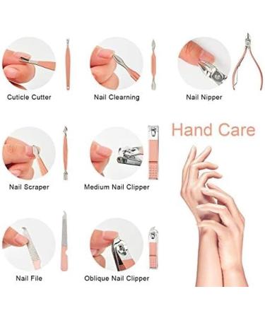 Maincure Set MOMSIV Professional 12Pcs Stainless Steel Nail Clippers Set Pedicure Kit Grooming Tools with PU Leather Case for Girls and Women Gift Rose Gold - Buy Online on GoSupps.com
