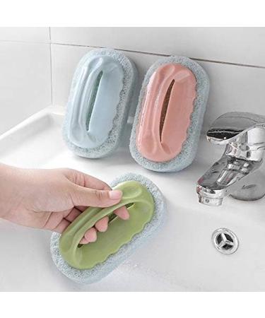 Rosrrtlm Handle Bath Brush Tile Brush Kitchen Decontamination Brush Pot Sponge Cleaning Brush Blue - Buy Online on GoSupps.com