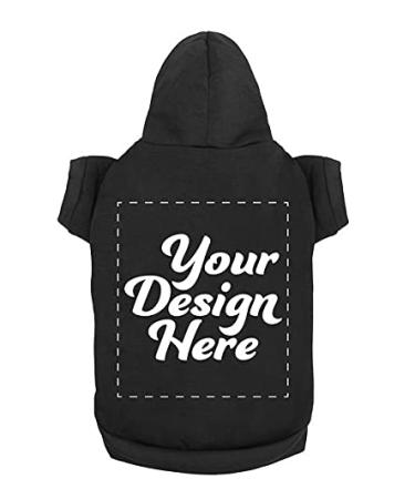 Personalized Dog Hooded Sweatshirt Custom Pet Pullover Hoodie Text/Image Small/Medium/Large Dogs,Puppy,Cat and Kitten Small Black
