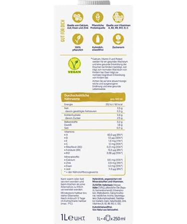 Alpro Children's Hair Drink - 100% Vegetable Naturally Lactose-Free Low-Sugar Protein Source with Calcium & Vitamins | 8 x 1L - International Shipping Available - Buy Online on GoSupps.com