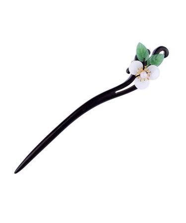 FRCOLOR Chinese Hair Stick Vintage Flower Hair Stick Japanese Wooden Sticks for Women Girls Hair Styling White Green
