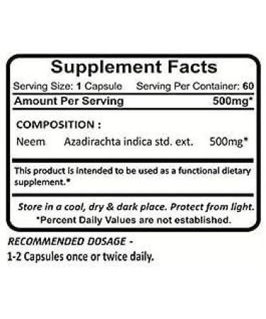 Neem - 2 Bottles (Each 60 Capsules 500mg) - Planet Ayurveda in USA - Buy Online on GoSupps.com