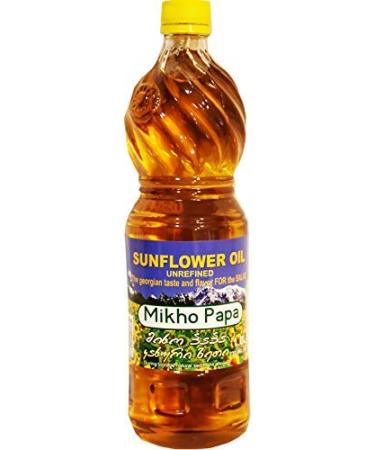 Miho Papa Sunflower Oil (Unrefined) Premium Quality, 33.8 Fl Oz / 1 Litre. Imported from Georgia