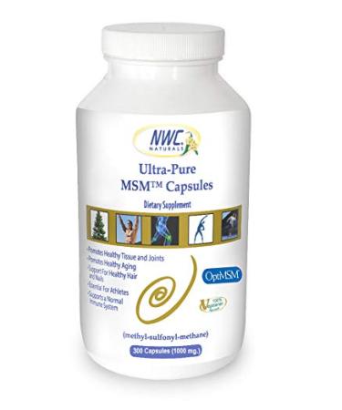 NWC Naturals Ultra-Pure MSM Capsules 300ct bottle 1000 MG pure MSM For Joint Support White (C3MSM)