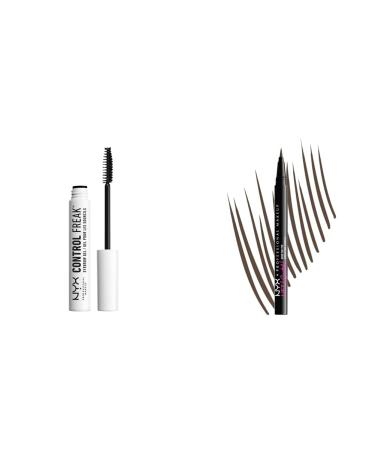 Nyx Professional Makeup eyebrow angel Control freak eyebrow gel clear brow setters and transparent mascara 10ml & eyebrow pencil lift n snatch brow tint pen wiped transfer -resistant Ash brown control freak eyebrow angel bundle with eyebrow pencil