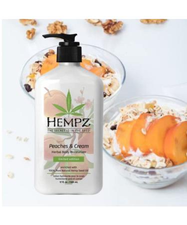 Hempz Peaches & Cream Herbal Body Moisturizer 17oz - Hydrating Lotion - Buy Online on GoSupps.com