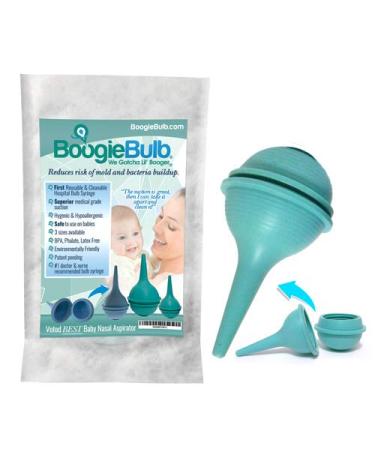 BoogieBulb Baby Nasal Aspirator and Booger Sucker for Smaller Newborns and Preemies - Cleanable and Reusable Nasal Bulb Syringe - Hospital Medical Grade Nose Suction - 1 Ounce 1 Ounce (Preemie)