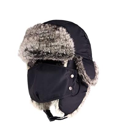 CHOK.LIDS Waterproof Winter Trapper Bomber Hats Unisex Premium Strength Ushanka Ear Flap Chin Strap Cold Weather Outdoor Black