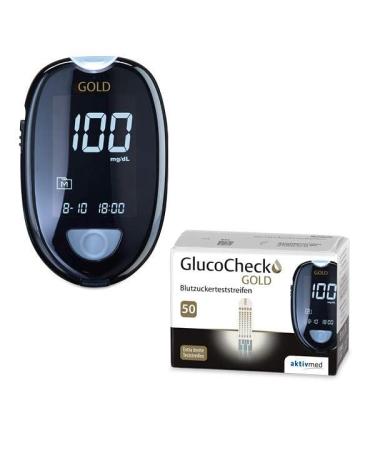 GlucoCheck GOLD blood glucose meter starter set (mg/dl) with 60 blood glucose test strips
