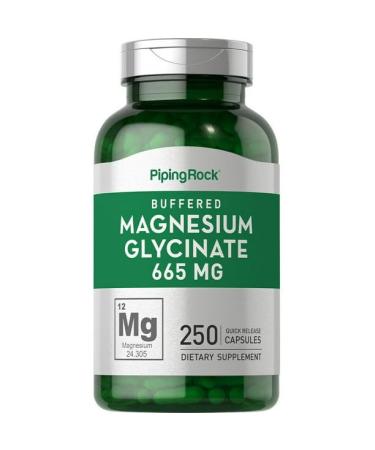 Magnesium Glycinate 665 mg | 250 Capsules | Buffered Formula | by Piping Rock