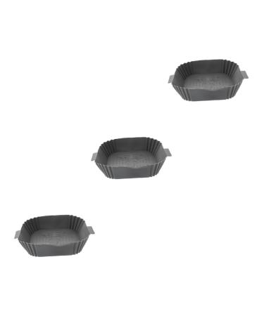 Zerodeko 3pcs Air Fryer Pan Bread Pan Air Fryer Basket for Oven Pot Handle Design Silicone Mat Freer Food Greyx3pcs 24X19.5X5CMx3pcs